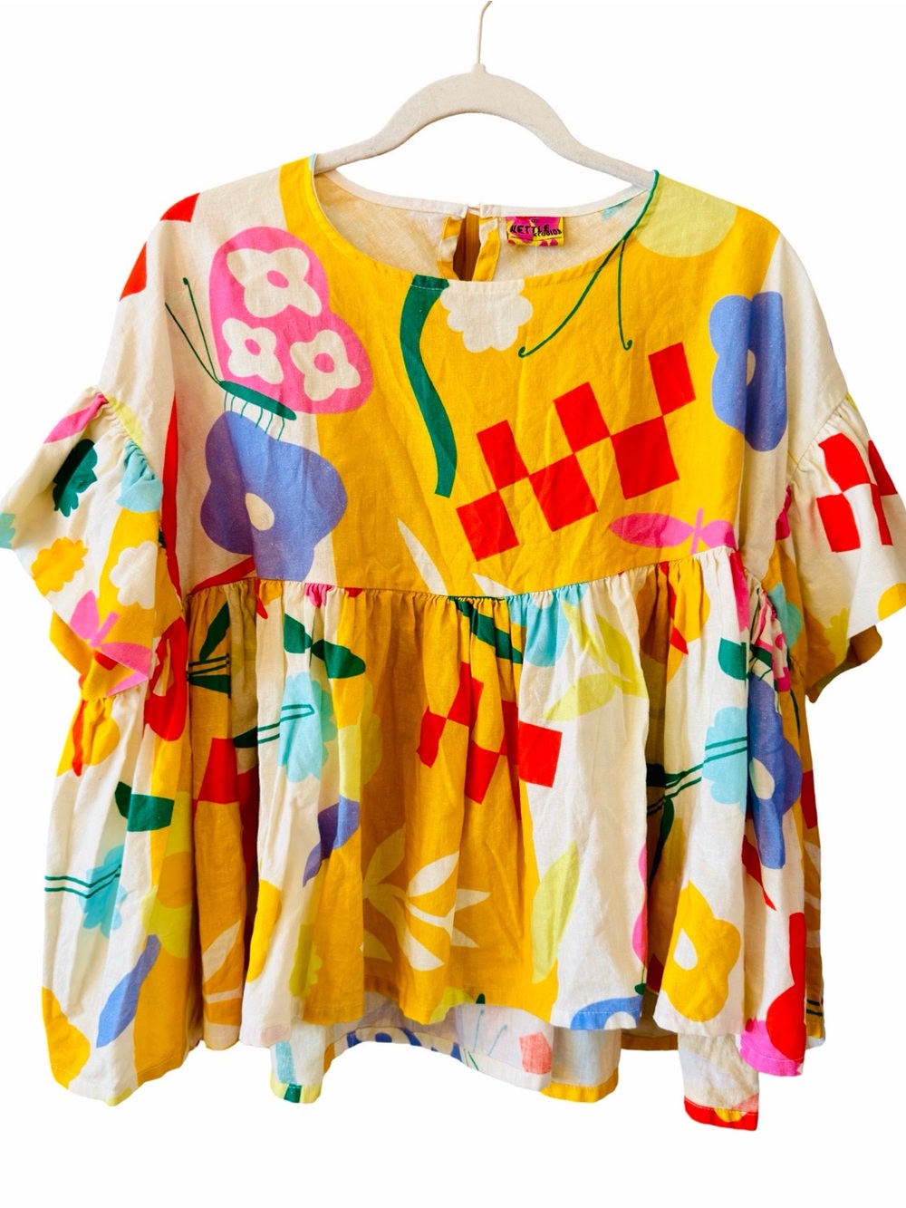 Nettle Studios Mushroom Top in Bold, Colorful Print